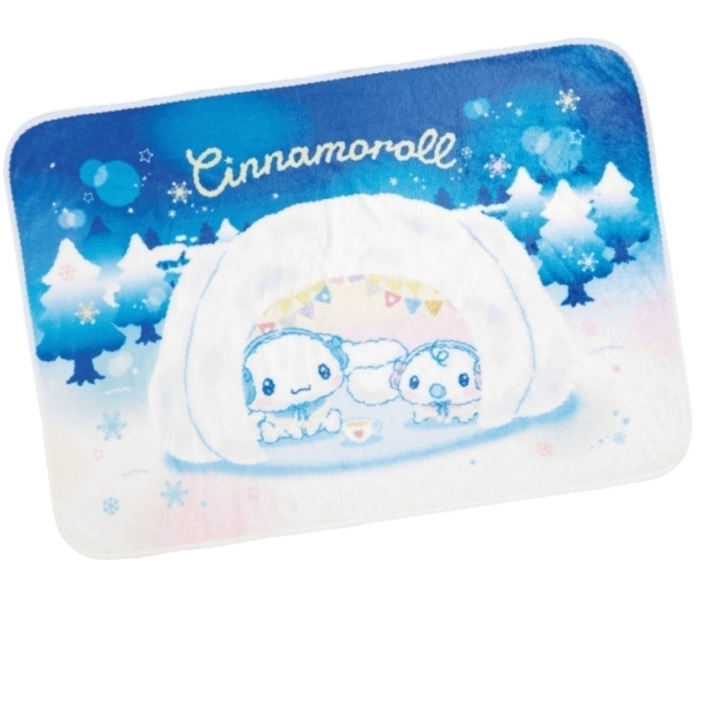 Sanrio Cinnamoroll and Milk Playing In Snow Blanket Blue White